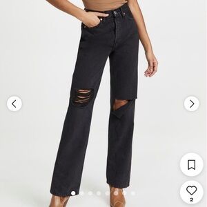 Re/Done Black Flare & Wide Leg Jeans